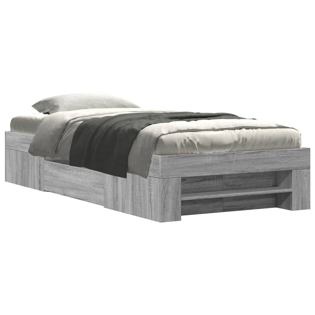 Bed frame without mattress sonoma gray 90x200 cm