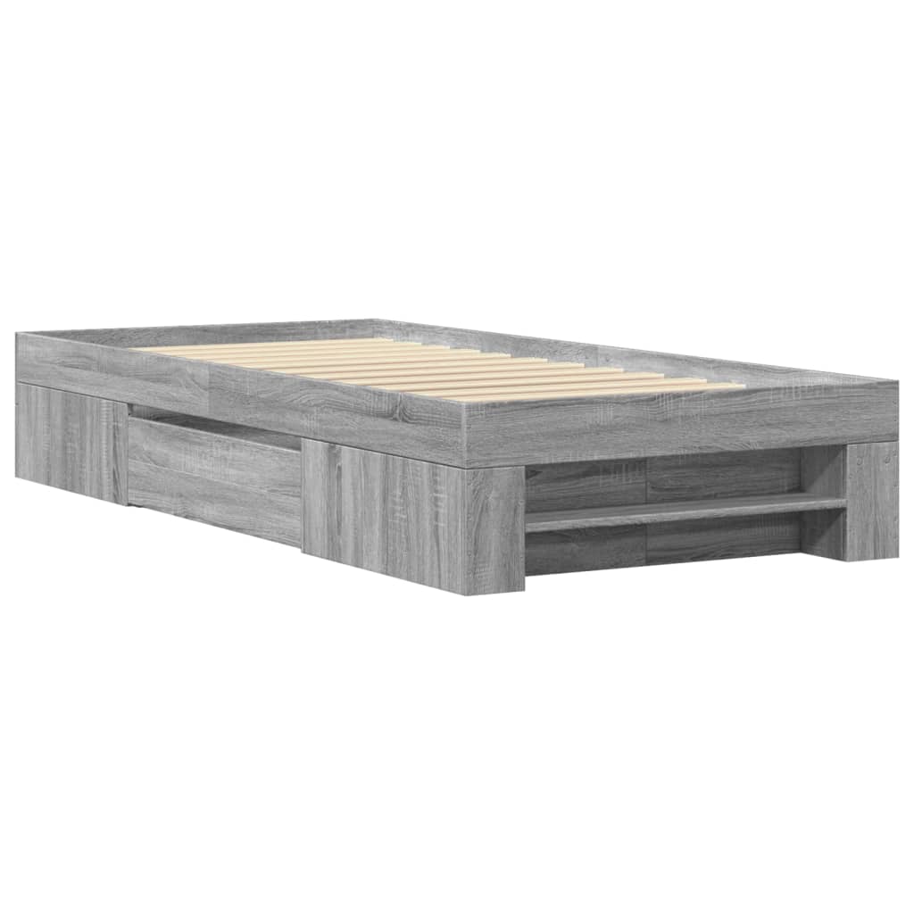 Bed frame without mattress sonoma gray 90x200 cm