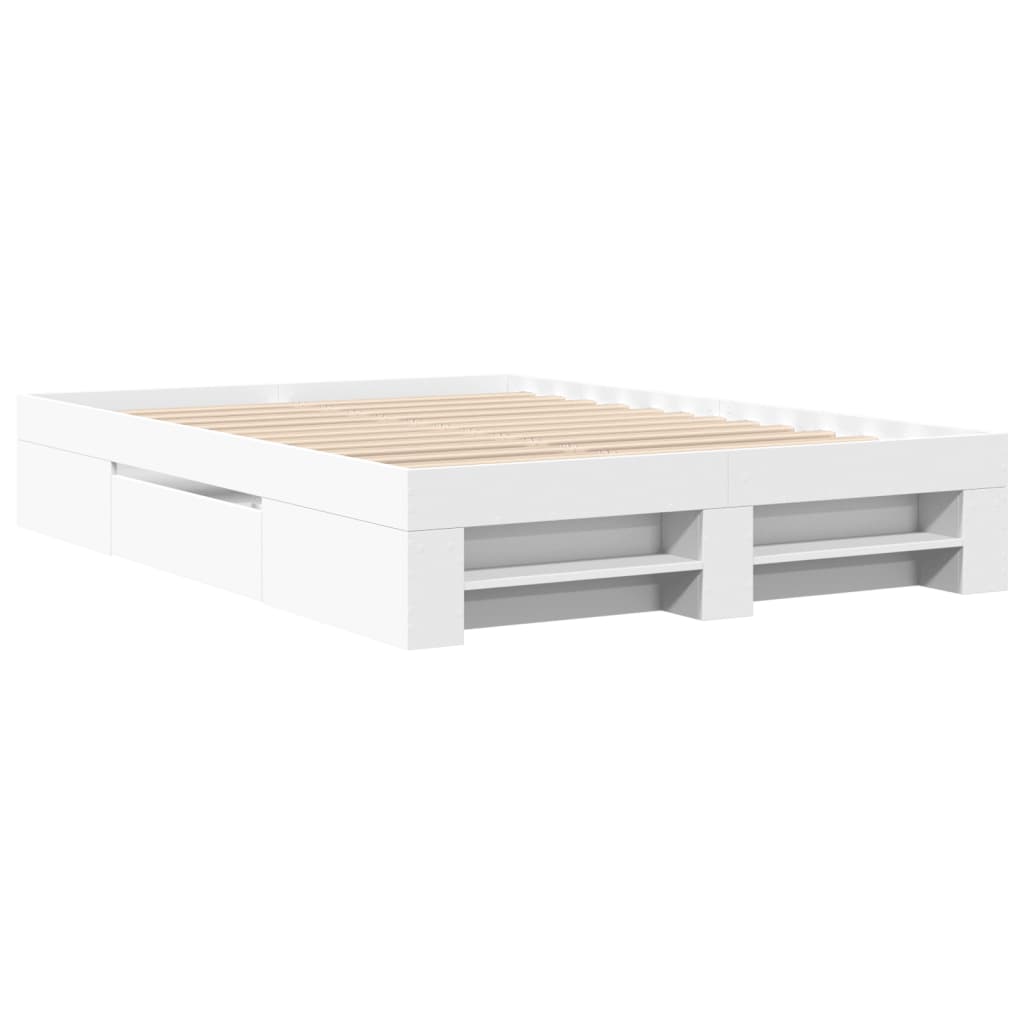 Bed frame without mattress white 140x190 cm engineered wood