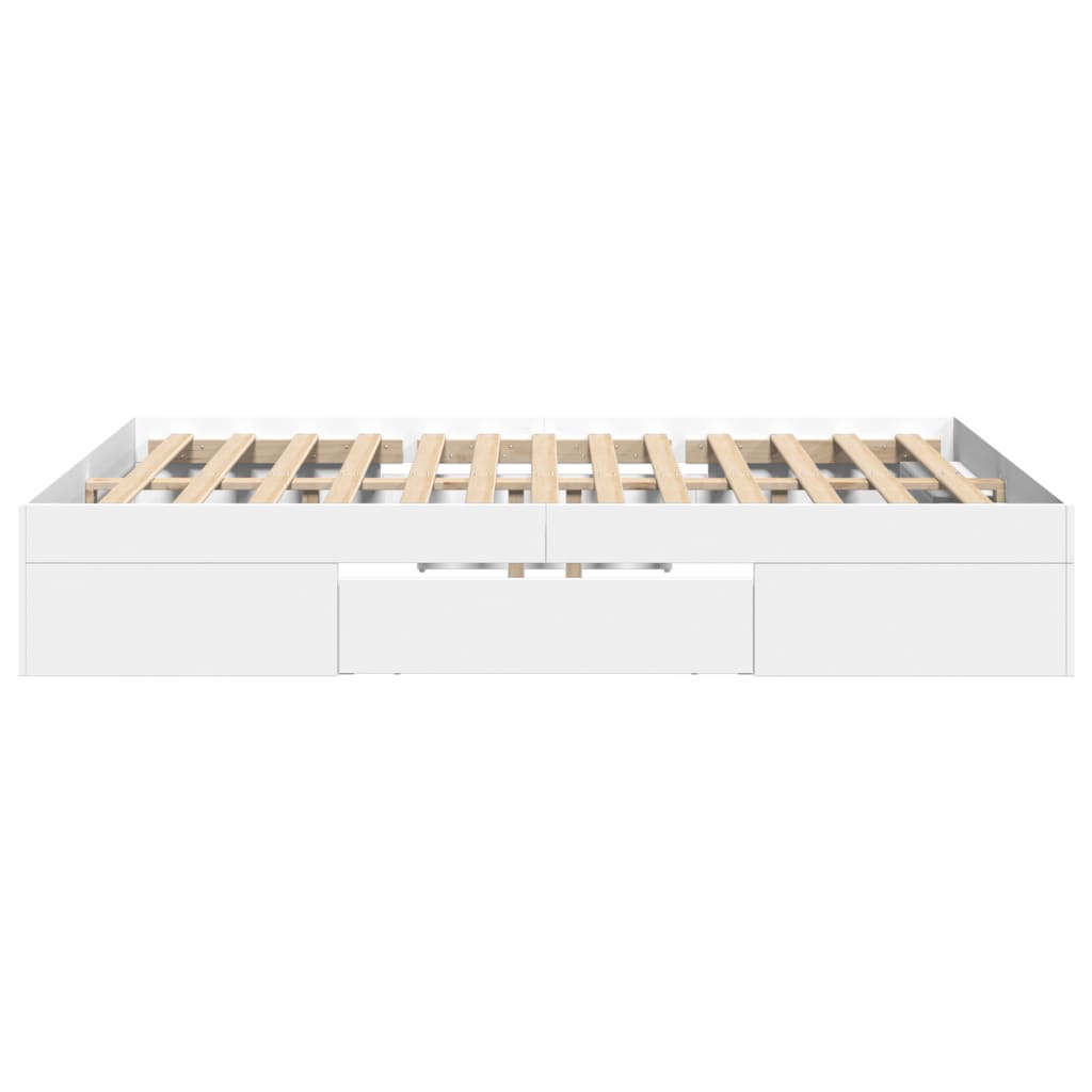 Bed frame without mattress white 140x190 cm engineered wood