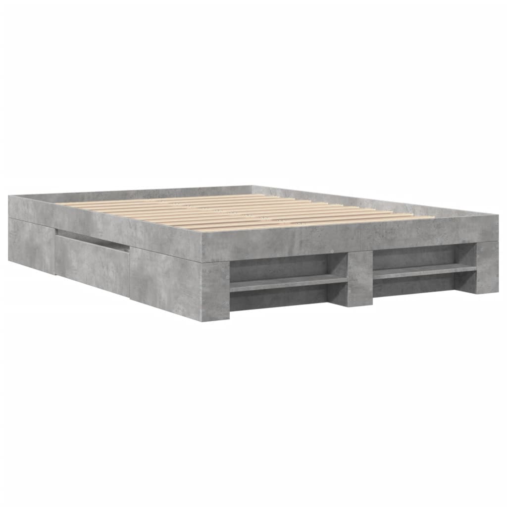 Bed frame without mattress concrete gray 140x190 cm engineered wood