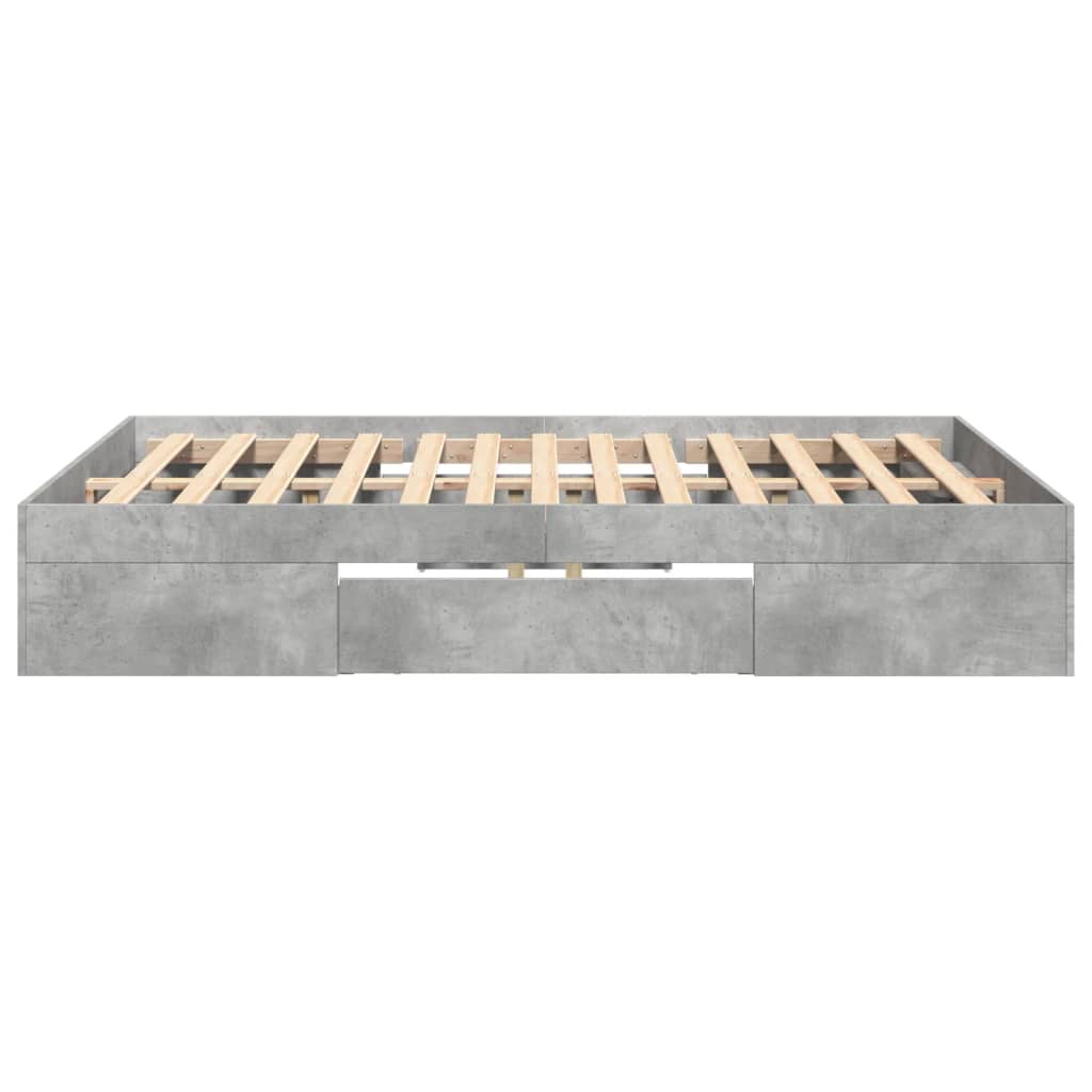 Bed frame without mattress concrete gray 140x190 cm engineered wood