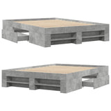 Bed frame without mattress concrete gray 140x190 cm engineered wood