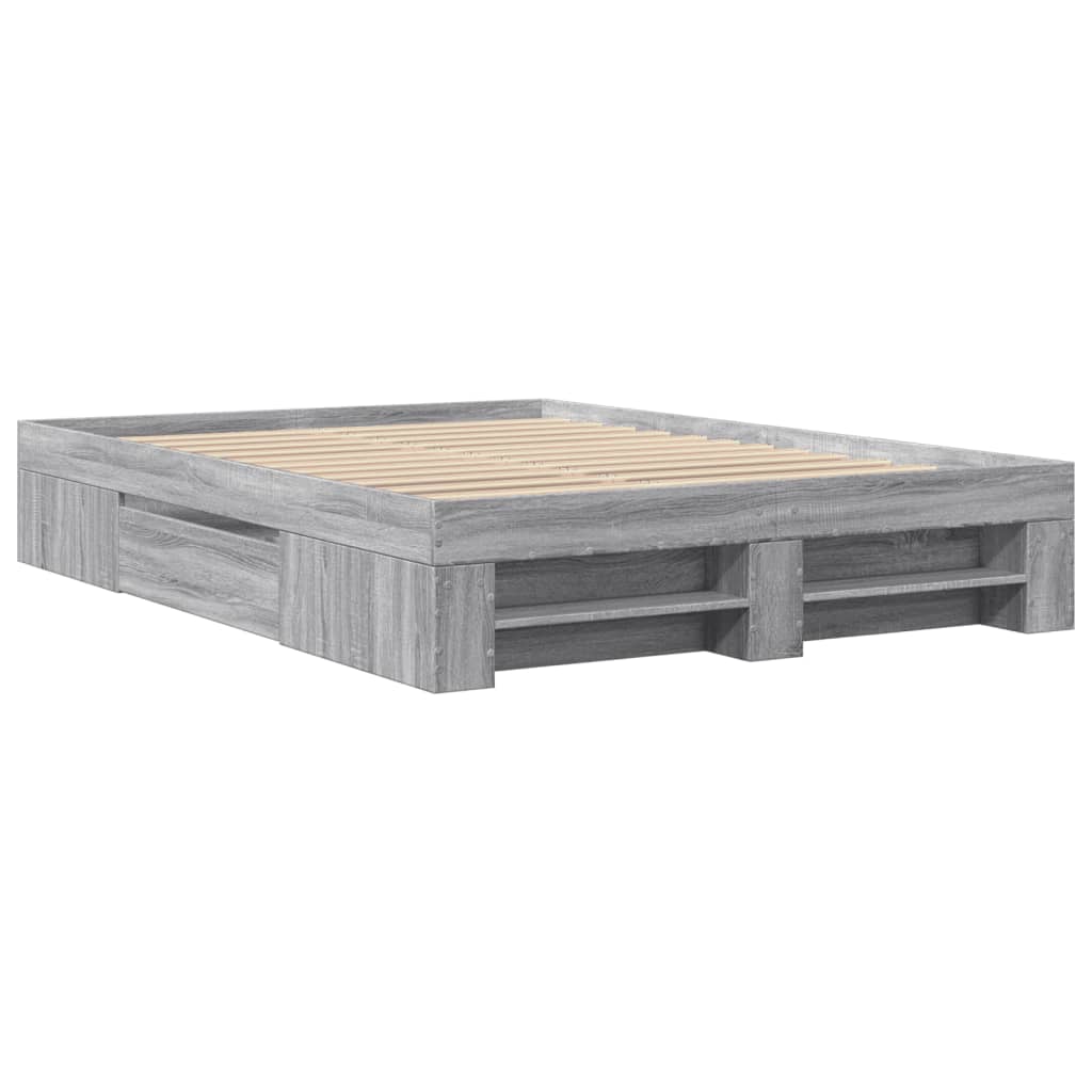 Bed frame without mattress sonoma gray 140x190 cm