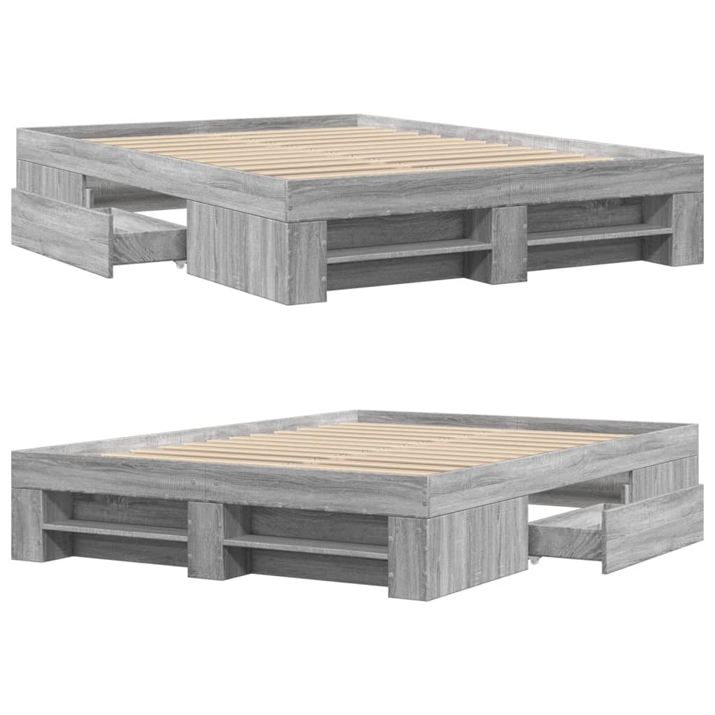 Bed frame without mattress sonoma gray 140x190 cm