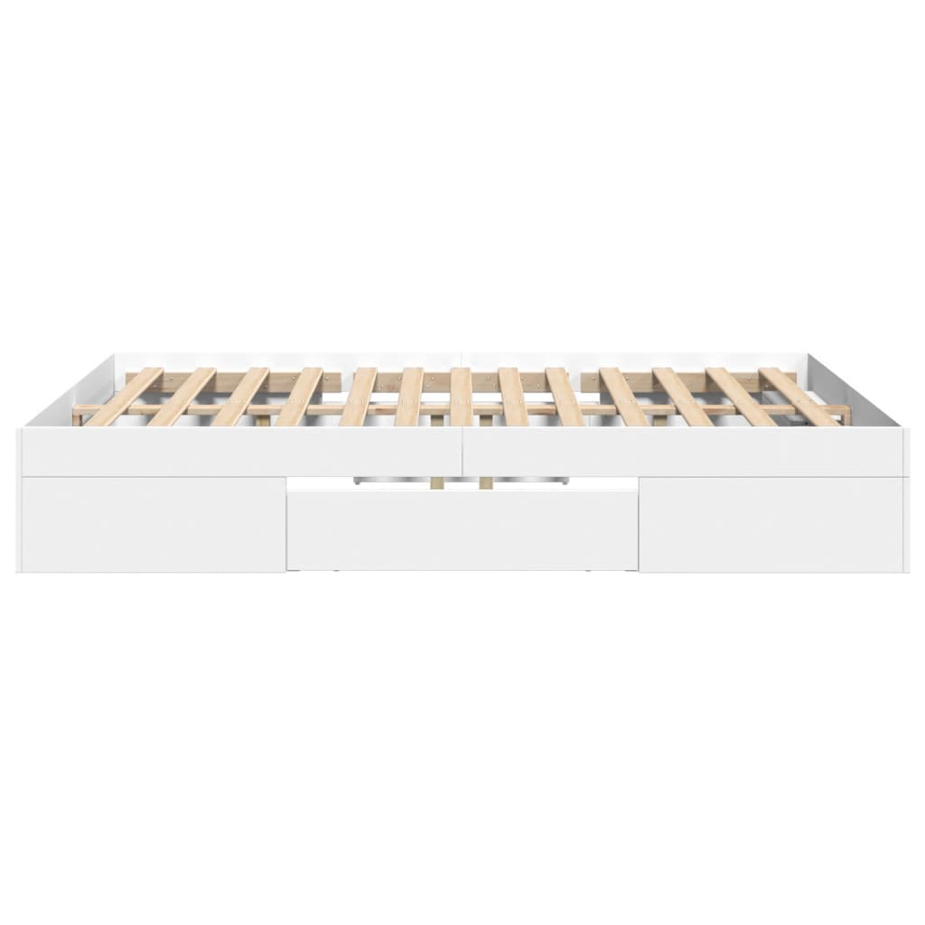 Cadre de lit sans matelas blanc 135x190 cm bois d'ingénierie