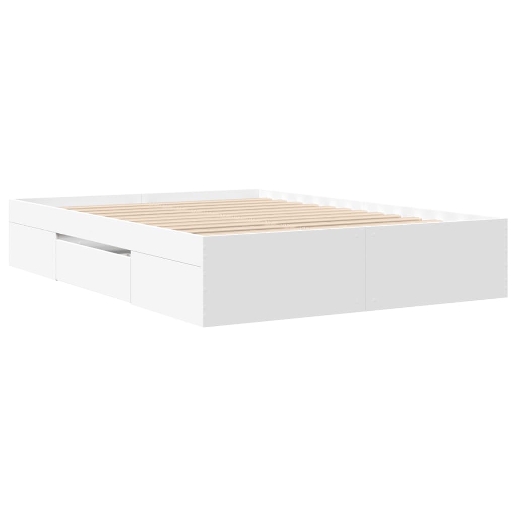 Cadre de lit sans matelas blanc 135x190 cm bois d'ingénierie