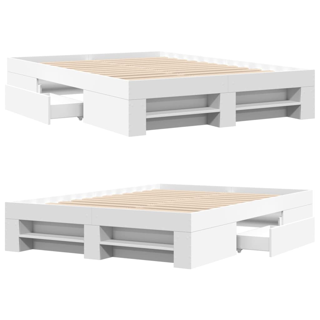 Cadre de lit sans matelas blanc 135x190 cm bois d'ingénierie