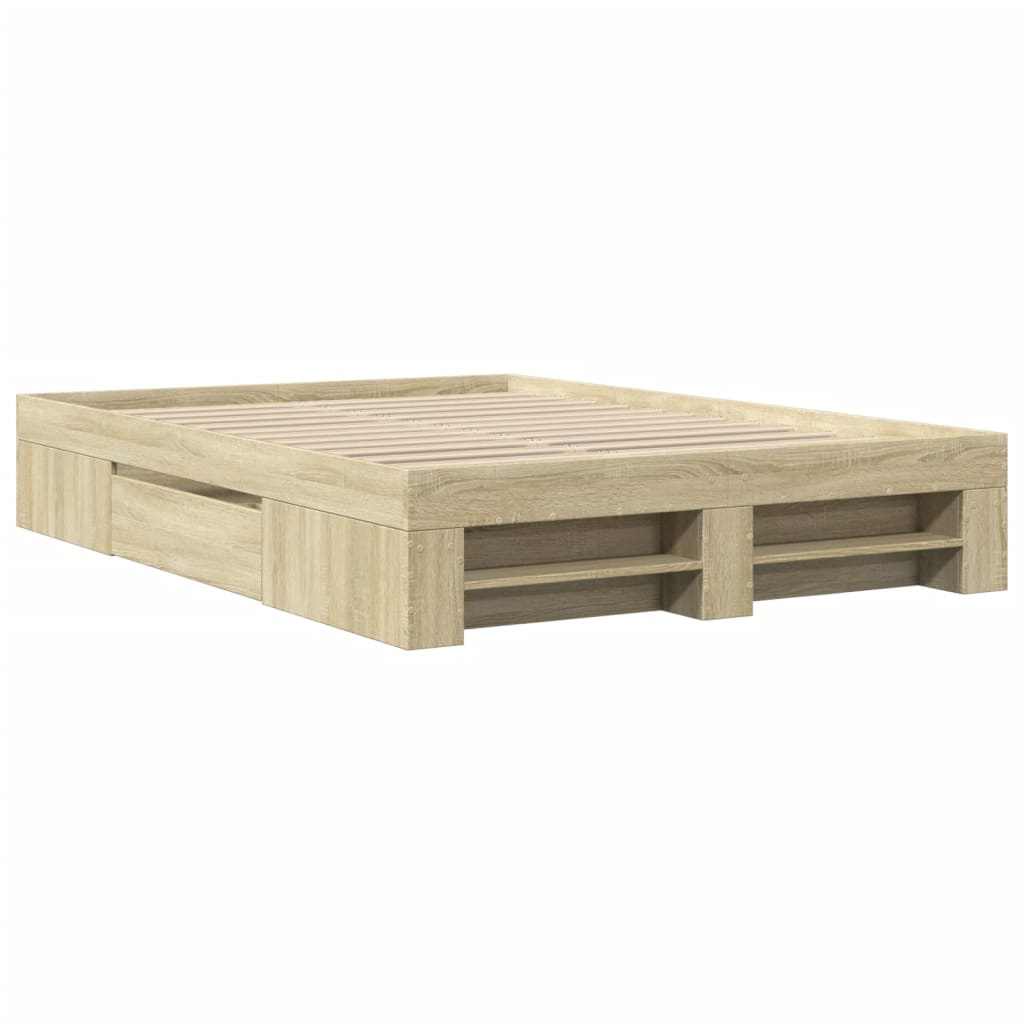 Bed frame without mattress sonoma oak 135x190 cm