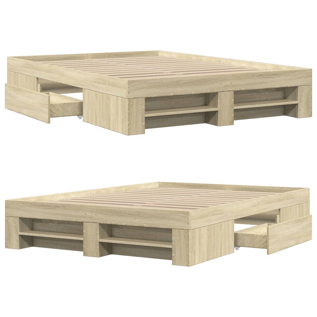 Bed frame without mattress sonoma oak 135x190 cm