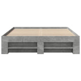 Bed frame without mattress concrete gray 135x190 cm engineered wood