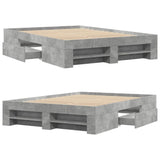 Bed frame without mattress concrete gray 135x190 cm engineered wood