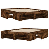 Bed frame without mattress smoked oak 135x190 cm engineered wood