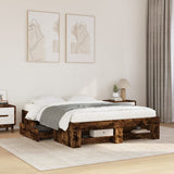 Bed frame without mattress smoked oak 135x190 cm engineered wood