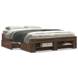 Bed frame without mattress brown oak 135x190 cm