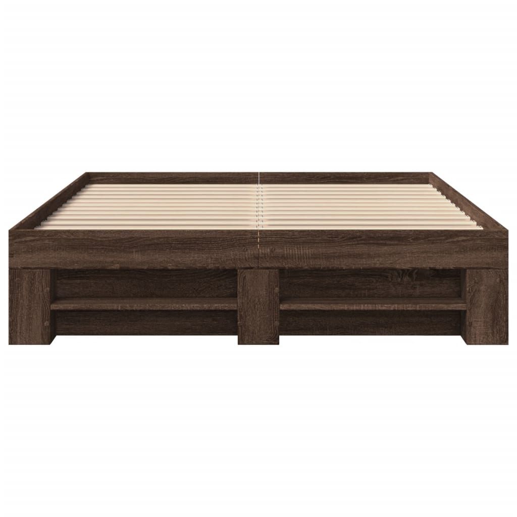 Bed frame without mattress brown oak 135x190 cm