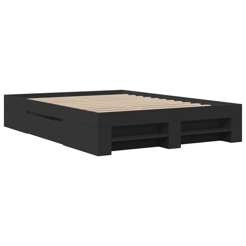 Cadre de lit sans matelas noir 120x190 cm bois d'ingénierie