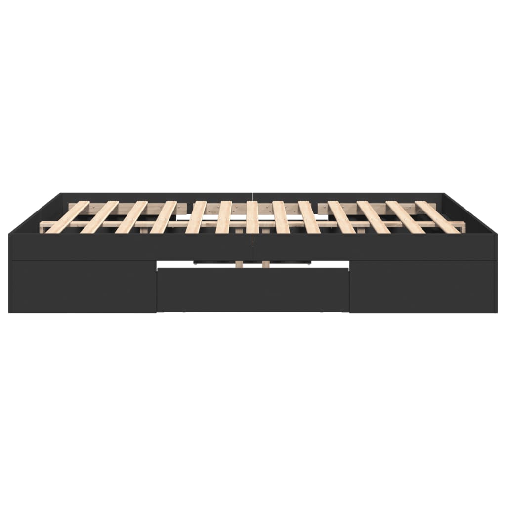 Cadre de lit sans matelas noir 120x190 cm bois d'ingénierie