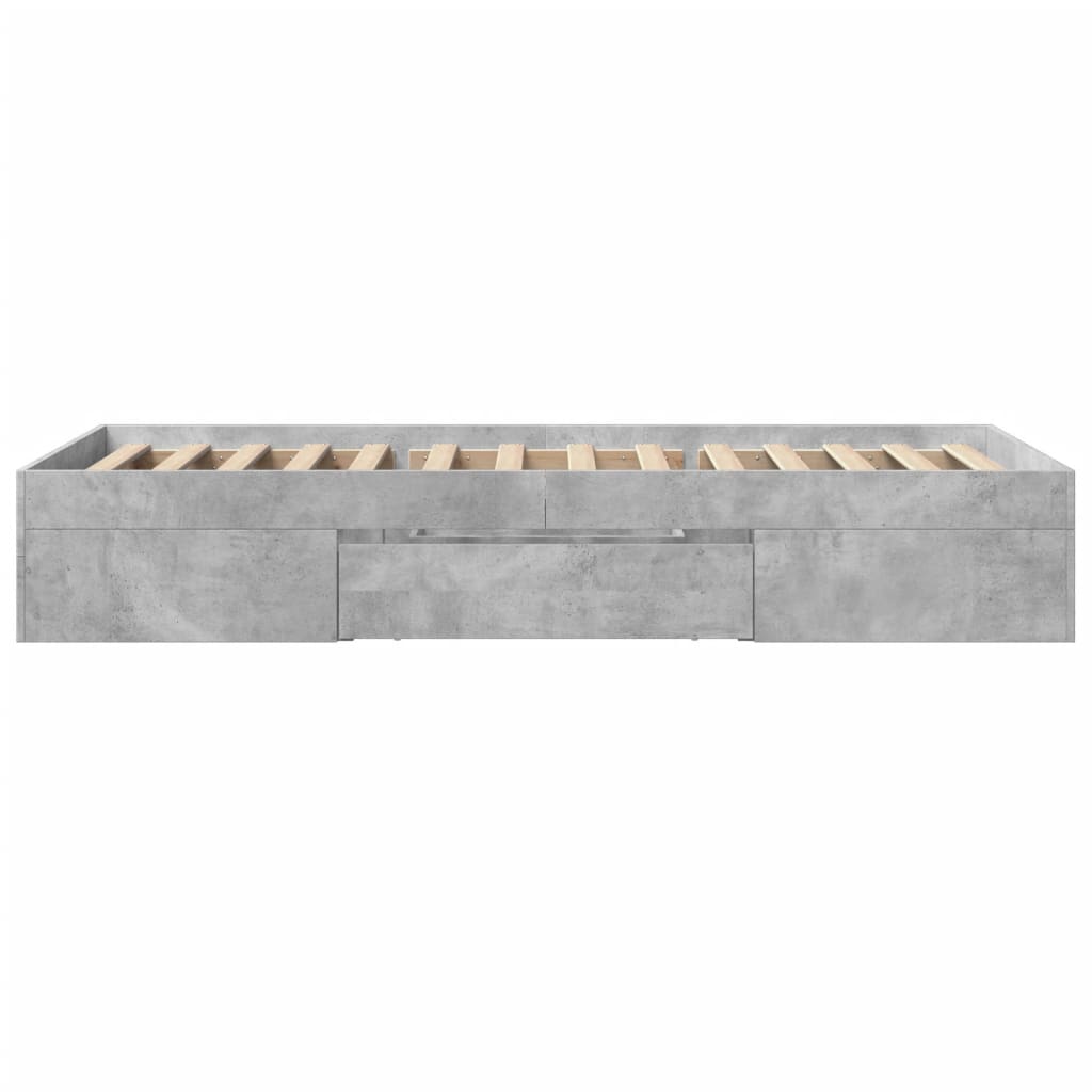 Bed frame without mattress concrete gray 90x190cm engineered wood