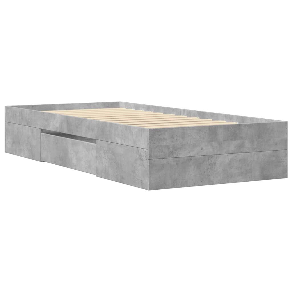 Bed frame without mattress concrete gray 90x190cm engineered wood