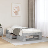 Bed frame without mattress concrete gray 90x190cm engineered wood