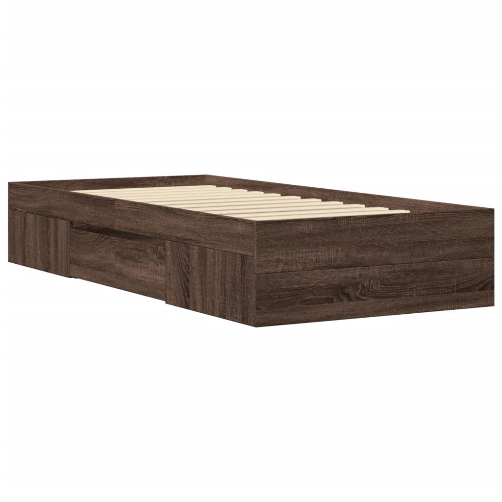 Bed frame without mattress brown oak 90x190cm engineered wood