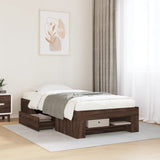 Bed frame without mattress brown oak 90x190cm engineered wood