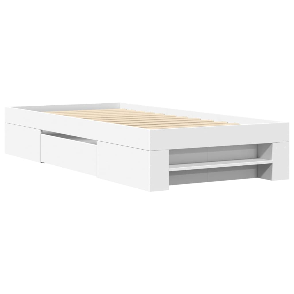 Cadre de lit sans matelas blanc 75x190 cm bois d'ingénierie