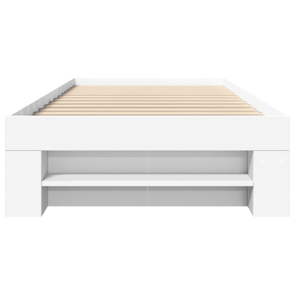 Cadre de lit sans matelas blanc 75x190 cm bois d'ingénierie