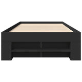 Bed frame without mattress black 75x190 cm engineered wood