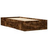 Cadre de lit sans matelas chêne fumé 75x190cm bois d'ingénierie