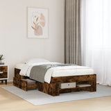 Cadre de lit sans matelas chêne fumé 75x190cm bois d'ingénierie