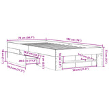 Bettgestell ohne Matratze, braune Eiche, 75 x 190 cm, Holzwerkstoff