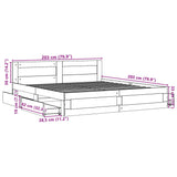 Bettgestell mit Kopfteil ohne Matratze Sonoma grau 200x200 cm