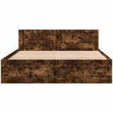 Bed frame and headboard without mattress smoked oak 150x200 cm