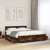 Bed frame and headboard without mattress smoked oak 150x200 cm