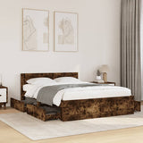 Bed frame and headboard without mattress smoked oak 140x200 cm