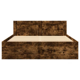 Bed frame and headboard without mattress smoked oak 120x200 cm