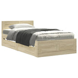 Bed frame and headboard without mattress sonoma oak 100x200cm