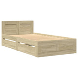 Bed frame and headboard without mattress sonoma oak 100x200cm