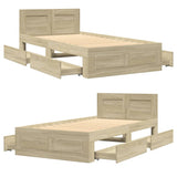 Bed frame and headboard without mattress sonoma oak 100x200cm