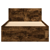 Bed frame and headboard without mattress smoked oak 100x200 cm