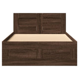 Bed frame and headboard without mattress brown oak 90x200 cm