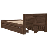 Bed frame and headboard without mattress brown oak 90x200 cm