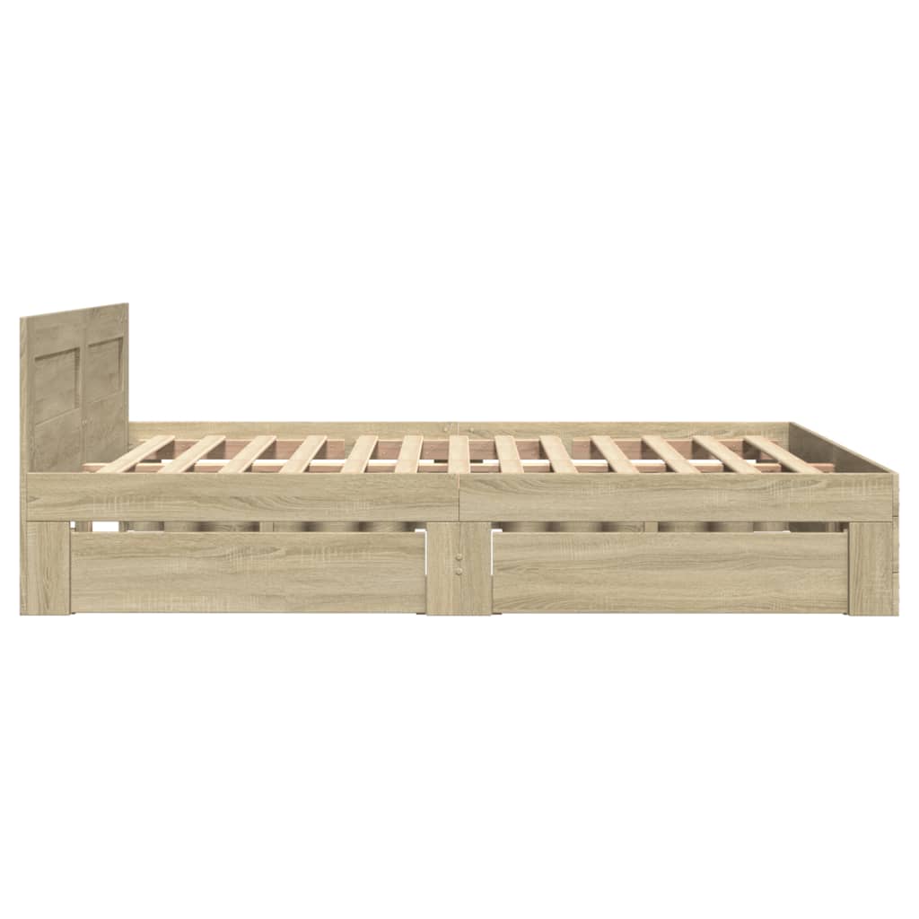 Cadre de lit et tête de lit sans matelas chêne sonoma 135x190cm