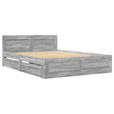 Bed frame and headboard without mattress sonoma gray 120x190 cm