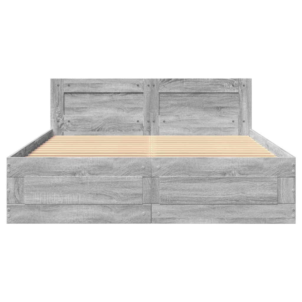 Bed frame and headboard without mattress sonoma gray 120x190 cm