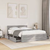 Bed frame and headboard without mattress sonoma gray 120x190 cm