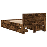 Bed frame with headboard without mattress smoked oak 90x190 cm