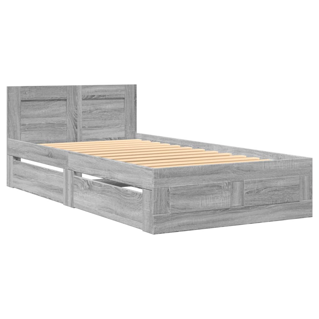 Cadre de lit et tête de lit sans matelas sonoma gris 90x190 cm